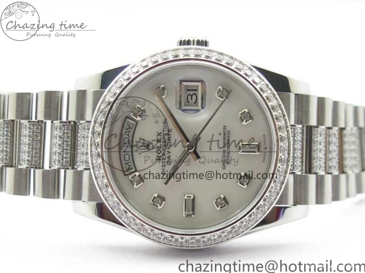 AAA Replica Watches 2682 Bracelet Edition MoistureWicking 36mm Day-Date MOP SS on Dial White President A 128239 Crystal Best SS Crystal Marker BP 1226